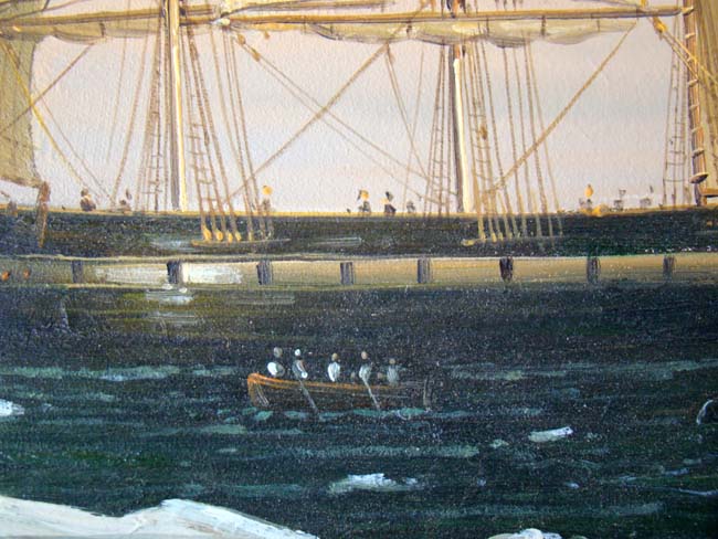 A 20th century Oil Painting by James Hardy depicting a 19th century Arctic Whaling Expedition — image 5